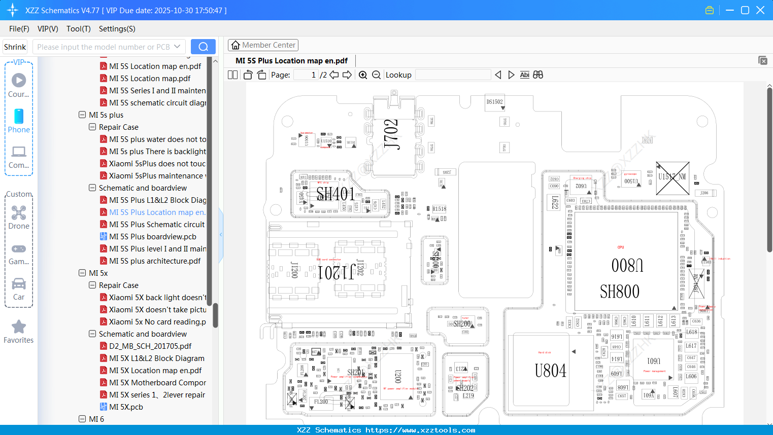 Xiaomi MI 5S Plus Location Map En